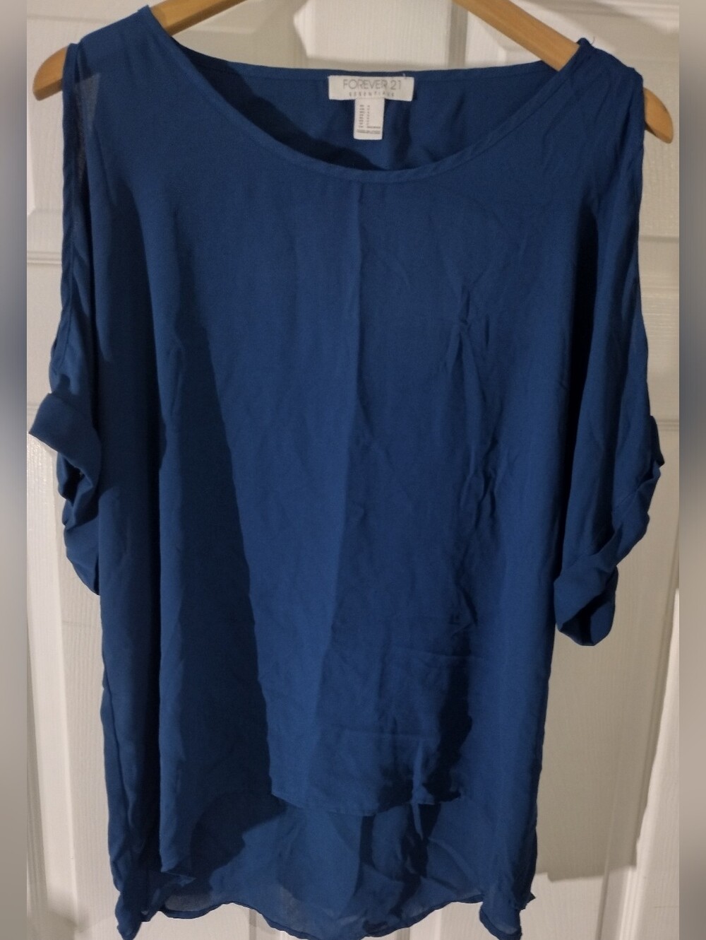 Forever 21 Royal Blue Cold-Shoulder Tunic Top